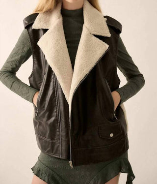 Promesa - Vegan Leather And Fleece Zip-up Motorcycle Vest