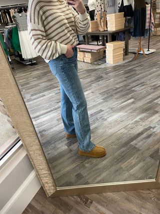 Risen - Mid Rise Side Panel Straight Jeans