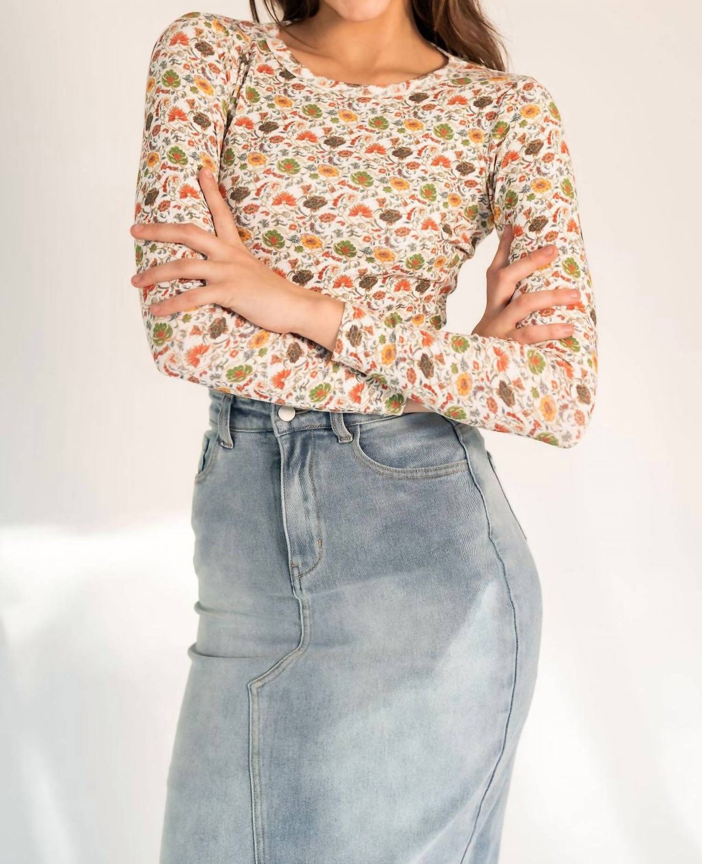 Recollection Brand - Frayed Hem Asymmetrical Stretch Denim Maxi Skirt