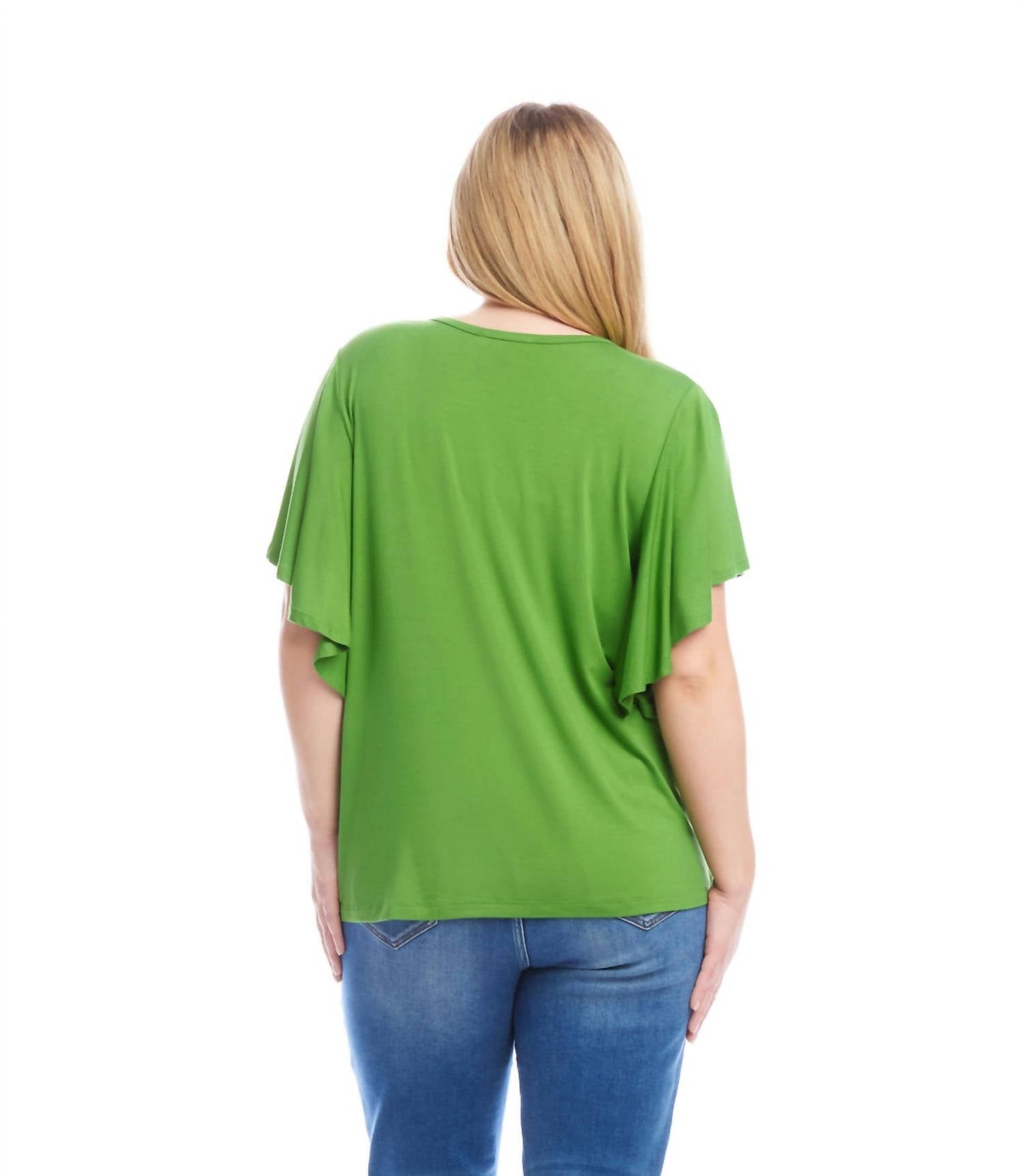 Karen Kane - Flutter Sleeve Crew Neck Top - Plus