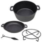 Pre-Seasoned 3 in 1 Cast Dutch Oven with Skillet Lid, 5 Quart - Black