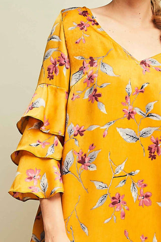 Entro - Floral And Ruffle Sleeve Dress