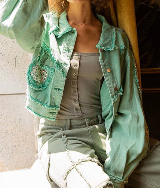 Pol - Cropped Relaxed Fit Embellished Jacket