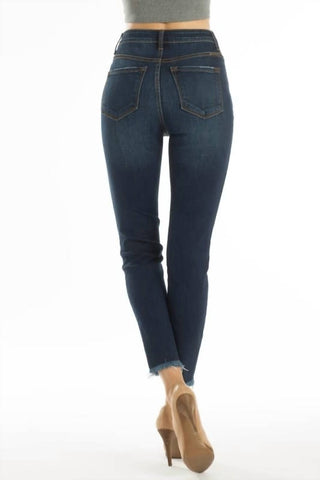 Kancan - High Rise 5 Button Distressed Knee Jean