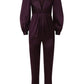 Mac Duggal - Front Twist Puff Sleeve Deep V Neck Jumpsuit