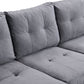 Modern Sectional Sofa Set with L Shape Chaise Lounge and Storage in Grey Velvet Fabric