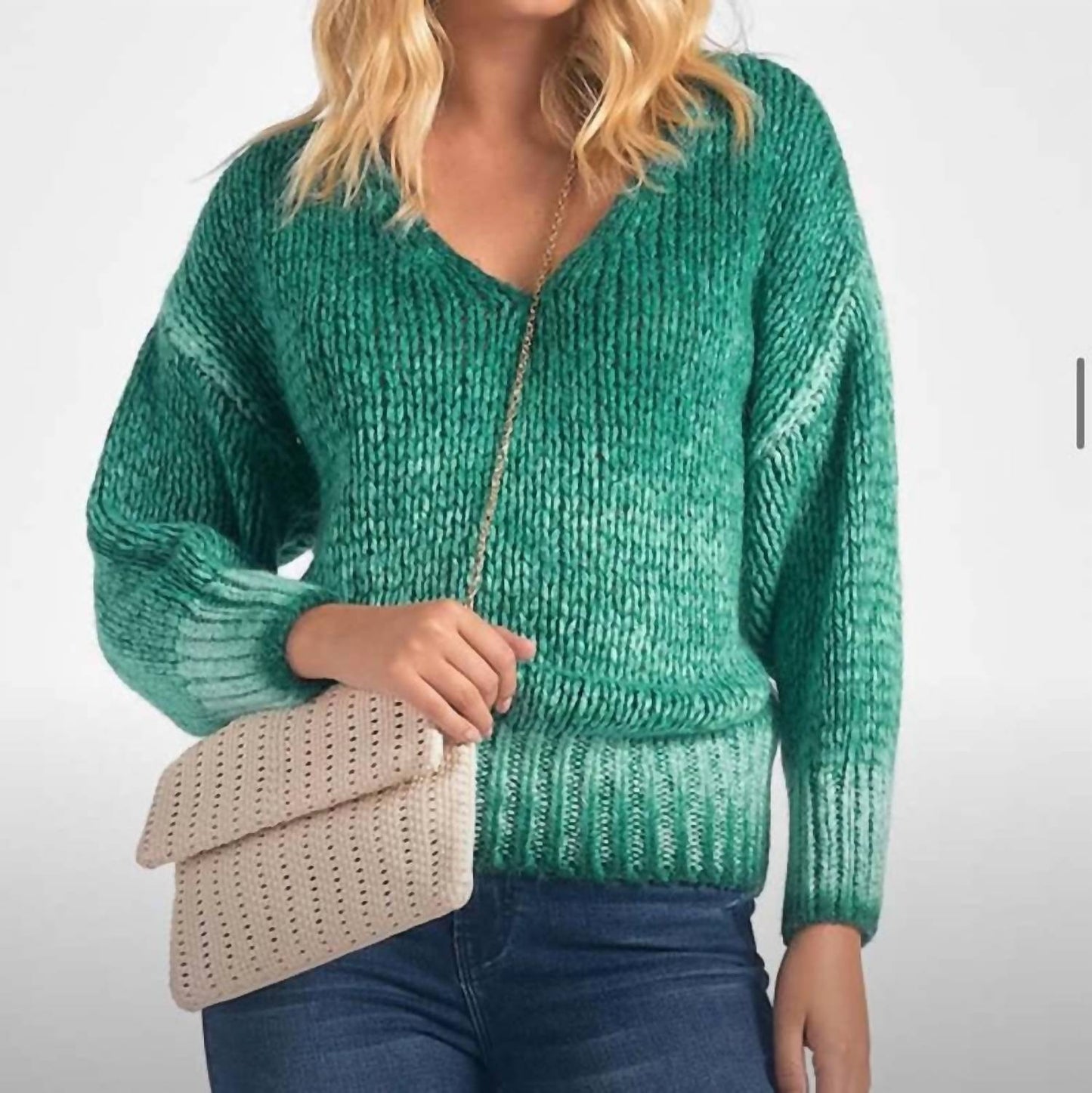 Elan - V Neck Chunky Sweater