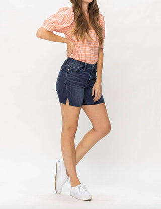 Judy Blue - Mid Length Cut Off Jean Shorts