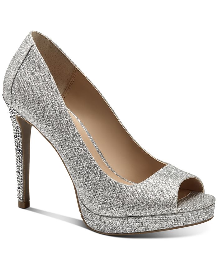 Thalia Sodi Women's Lenna Beaded Heel Pumps Gray Size 9.5 M