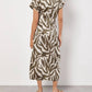Apricot - Zebra Print Tie Midi Dress