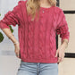 Adora - Mineral Wash Cable Knit Sweater Top