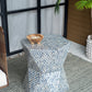 19x19x20" Tapered Blue Garden Capiz Stool, Accent Side Table