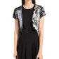 BCX Womens Juniors Sequined Dressy Shrug Silver S