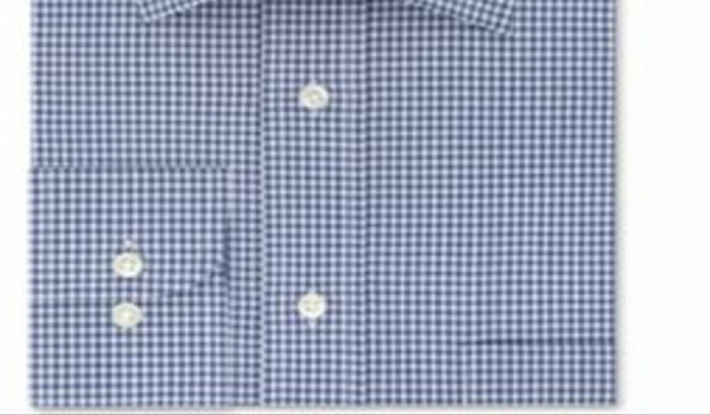Eagle Men's Classic Regular Fit Non Iron Stretch Collar Check Dress Shirt Blue Size 17X34X35