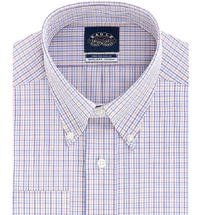 Eagle Men's Classic Fit Stretch Collar Dress Shirt Purple Size 34-35