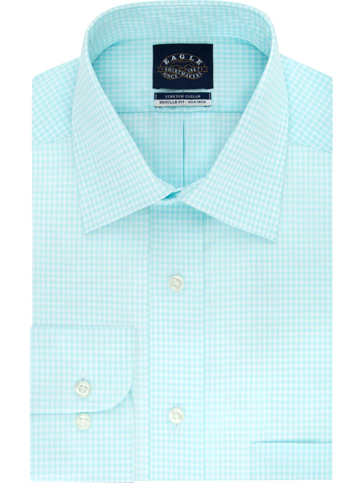 Eagle Men's Checkered Regular Fit Dress Shirt Blue Size 16.5X34-35