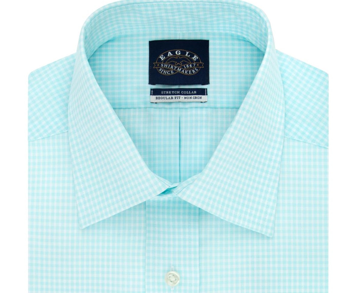 Eagle Men's Checkered Regular Fit Dress Shirt Blue Size 16.5X34-35