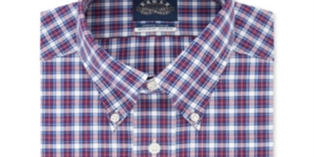 Eagle Men's Classic Regular Fit Non Iron Stretch Collar Check Dress Shirt Blue Size 15.5X32X33