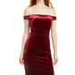 Crystal Doll Womens Velvet Glitter Bodycon Dress Red 3