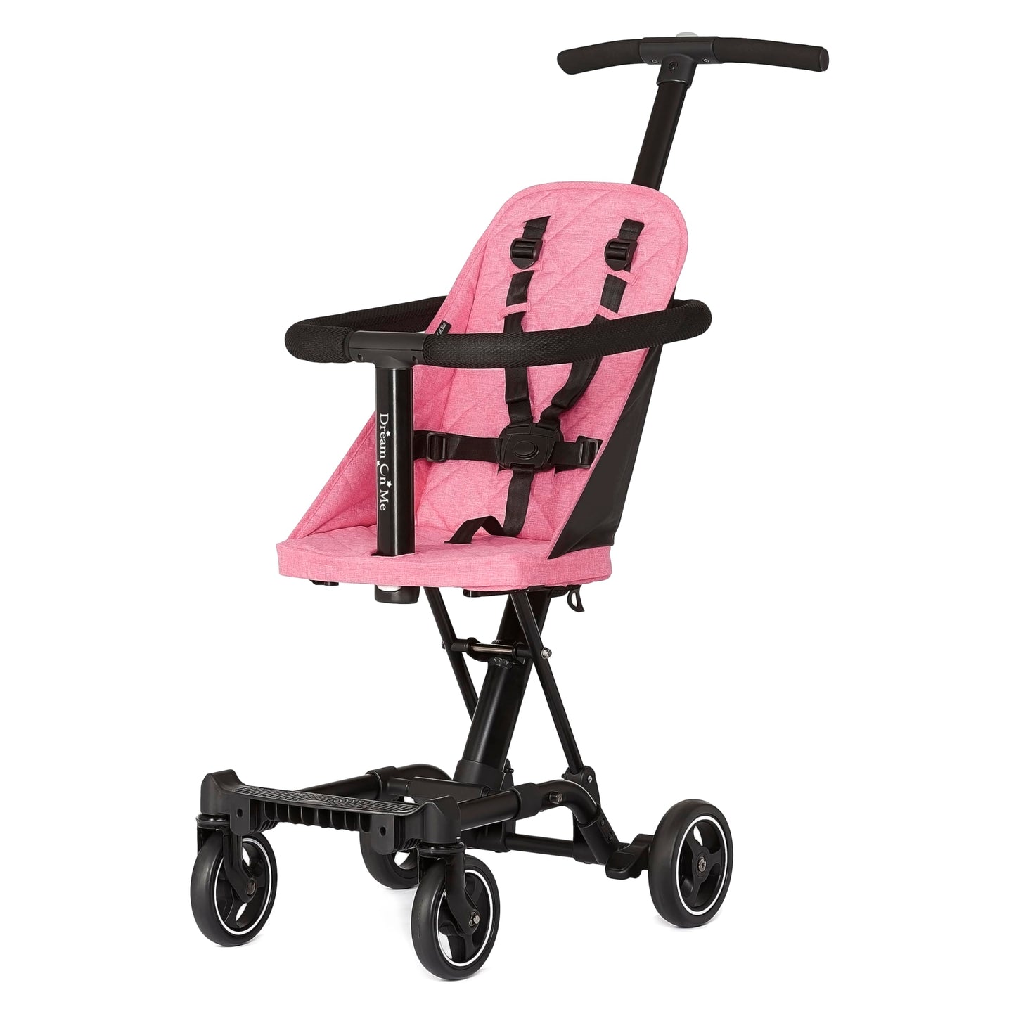 Dream On Me Coast Rider Travel Stroller Lightweight  Compact Baby Stroller Theme Park Approved BookFolding Design Adjustable Handle SoftRide Wheels Converts to Rider  Scooter  Pink
