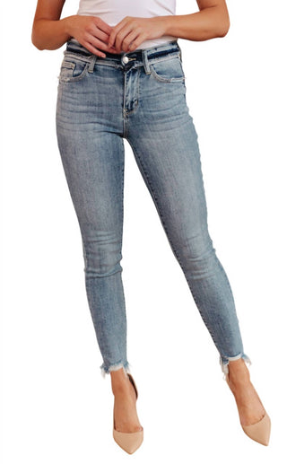 Judy Blue - Mid Rise Release Waistband Detail Skinny Jeans
