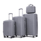 4-Piece PP Spinner Wheel Luggage Set with Cosmetic Case, Light Gray