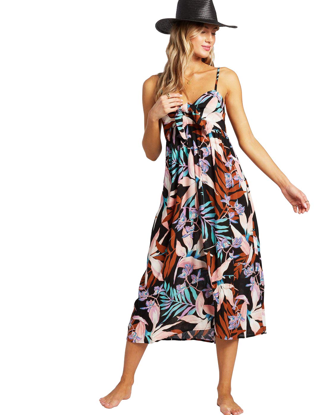 Billabong Women's Twist It Midi Dress, Off Black, L