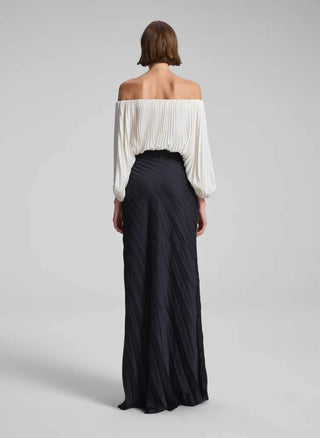 A.L.C. - Sienna Satin Pleated Off Shoulder Top