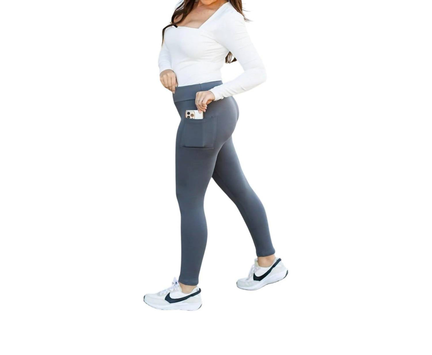 Julia Rose - Fleece Full Length Leggings With Pockets