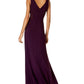 Morgan & Company Women's Sheer Slitted Sleeveless V Neck Full Length Formal Pencil Dress Purple Size 9-10