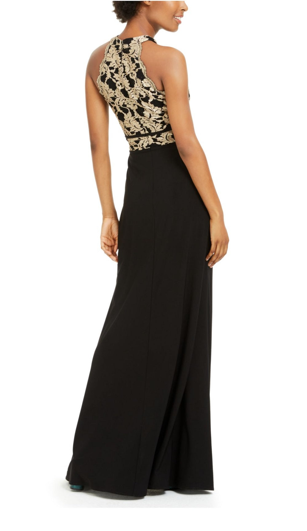 R&M Richards Junior's Lace Bodice Maxi Dress Black Size 45242