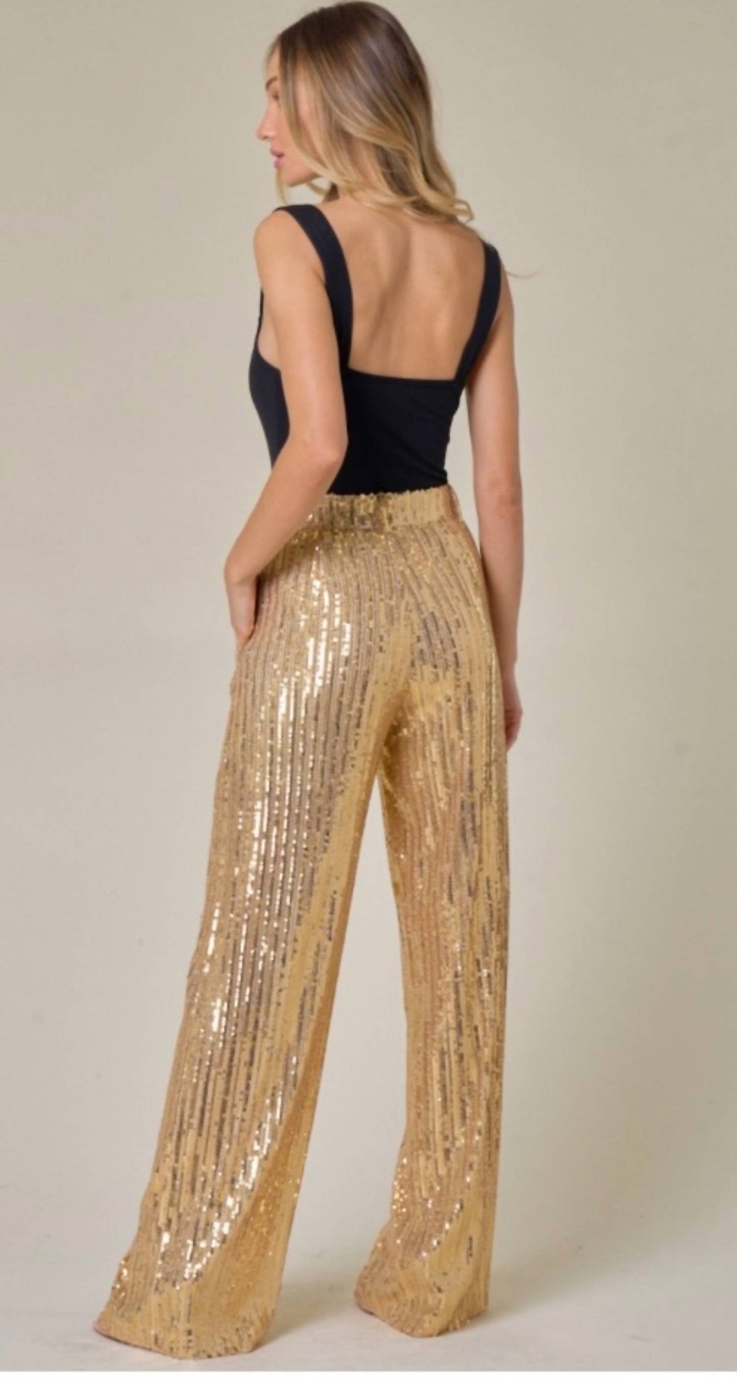 Wisteria Lane - Sequin Wide Leg Pants