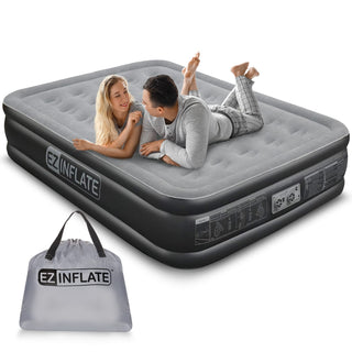 EZ INFLATE Double High Luxury Air Mattress with Built in Pump