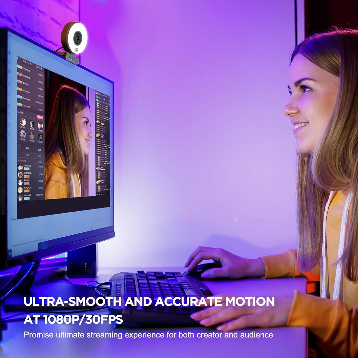 PAPALOOK PA552 Live Streaming Webcam with Ring Light