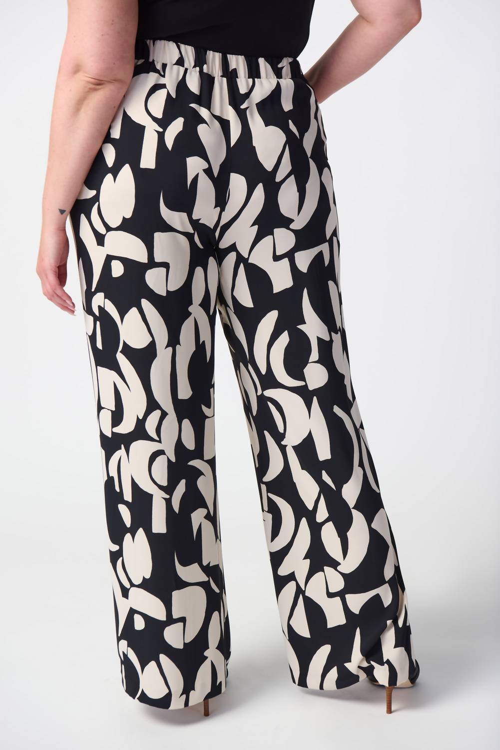Joseph Ribkoff - Geometric Print Wide Leg Pull On Pants