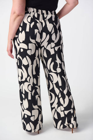 Joseph Ribkoff - Geometric Print Wide Leg Pull On Pants