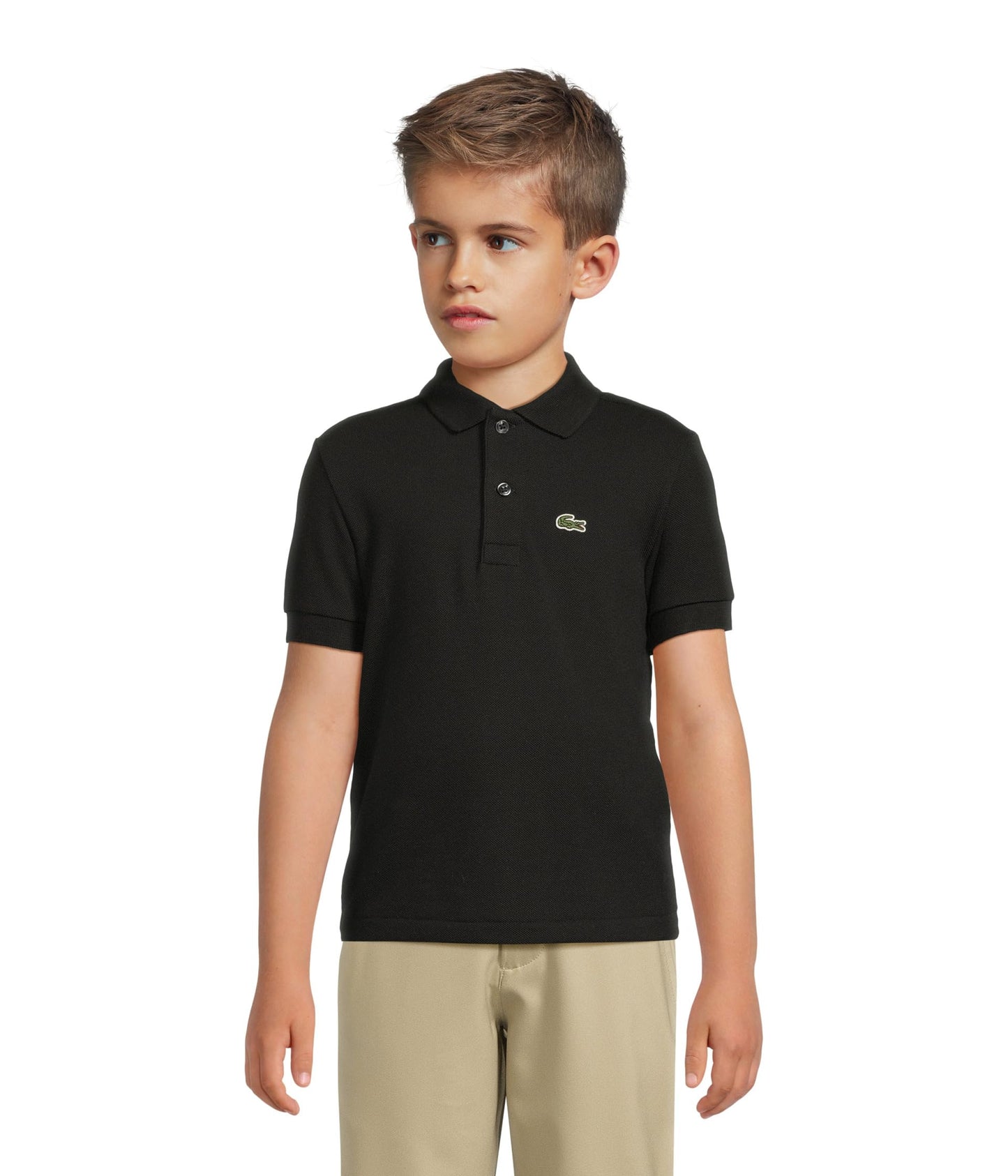 Lacoste Unisex-Child Short Sleeve Classic Pique Polo, Black, 6