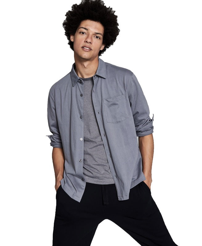 And Now This Men's Regular Fit Solid Knit Shirt Gray Size 2XL