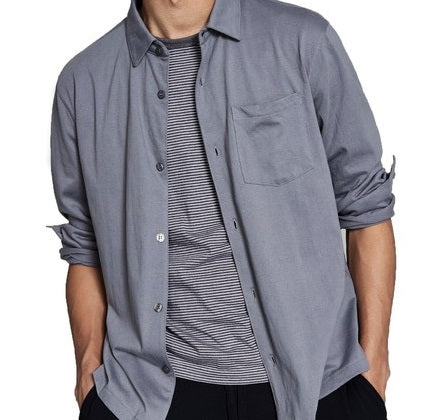 And Now This Men's Regular Fit Solid Knit Shirt Gray Size 2XL