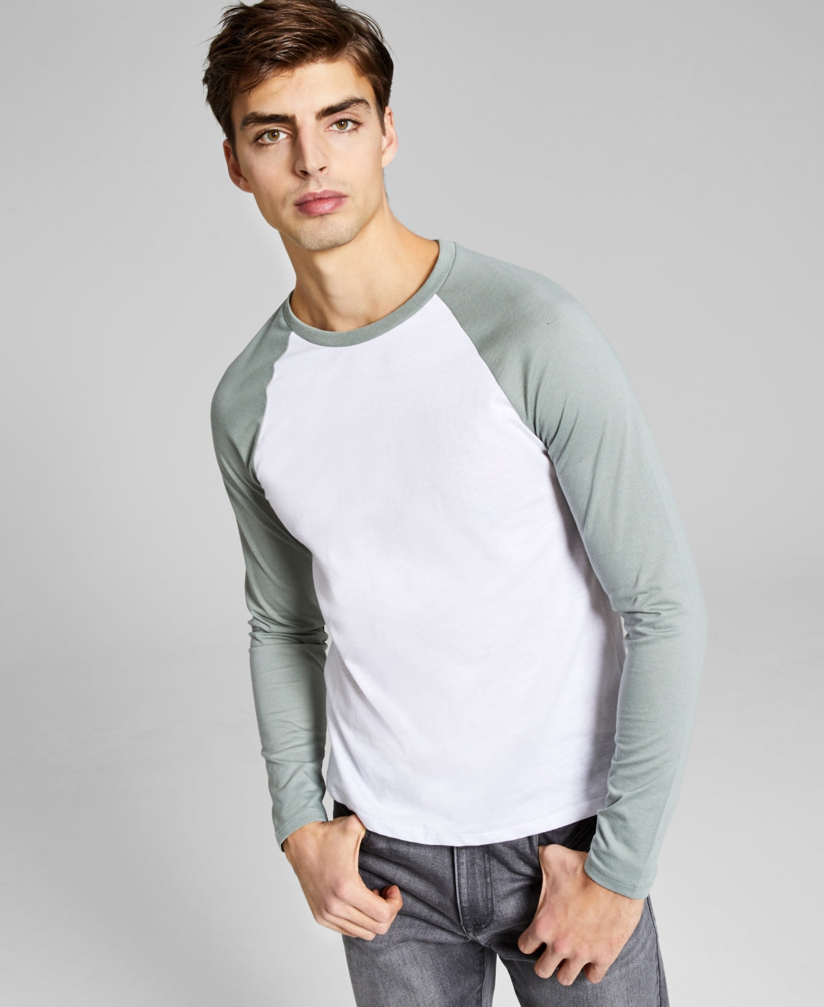 And Now This Men's Raglan Baseball Shirt Green Size Small