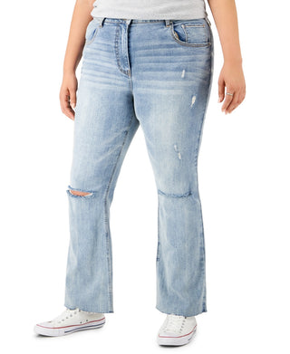 Tinseltown Trendy Women's High Rise Flared Leg Jeans Blue Size 18W