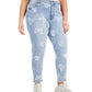 Tinseltown Trendy Women's Butterfly Print Mom Jeans Blue Size 18W