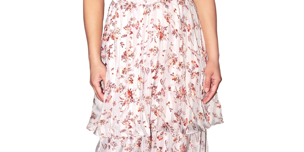 Rachel Roy Women's Elaine Floral Print Tiered Maxi Dress White Size 12