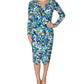 Rachel Roy Women's Cia Floral Print Faux Wrap Dress Blue Size Small
