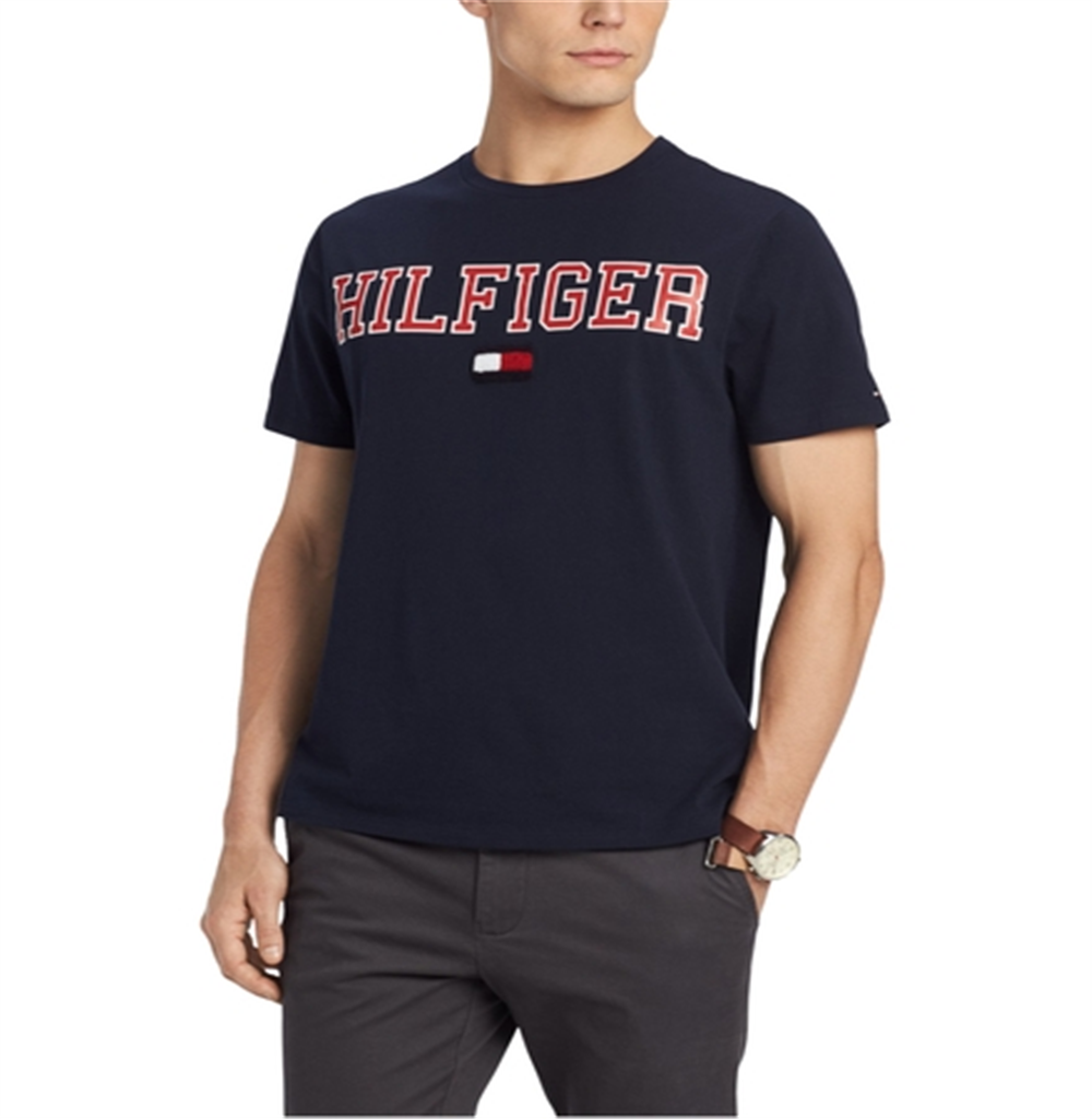 Tommy Hilfiger Men's Collegiate Logo Graphic T-Shirt Blue Size XX-Large