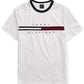 Tommy Hilfiger Men's Tino with Magnetic Closure at Shoulders T-Shirt White Size Large