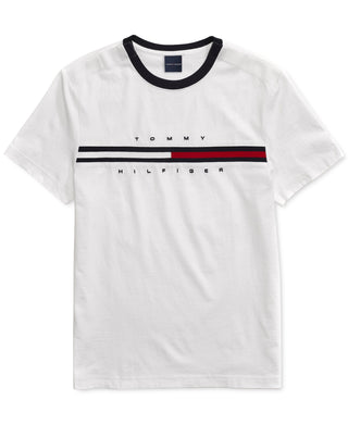 Tommy Hilfiger Men's Tino with Magnetic Closure at Shoulders T-Shirt White Size Large