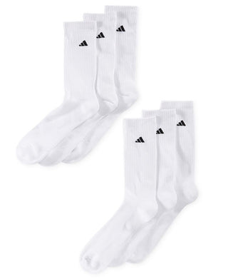 adidas Men's Cushioned Crew Extended 6 Pack Socks White Size 12-16