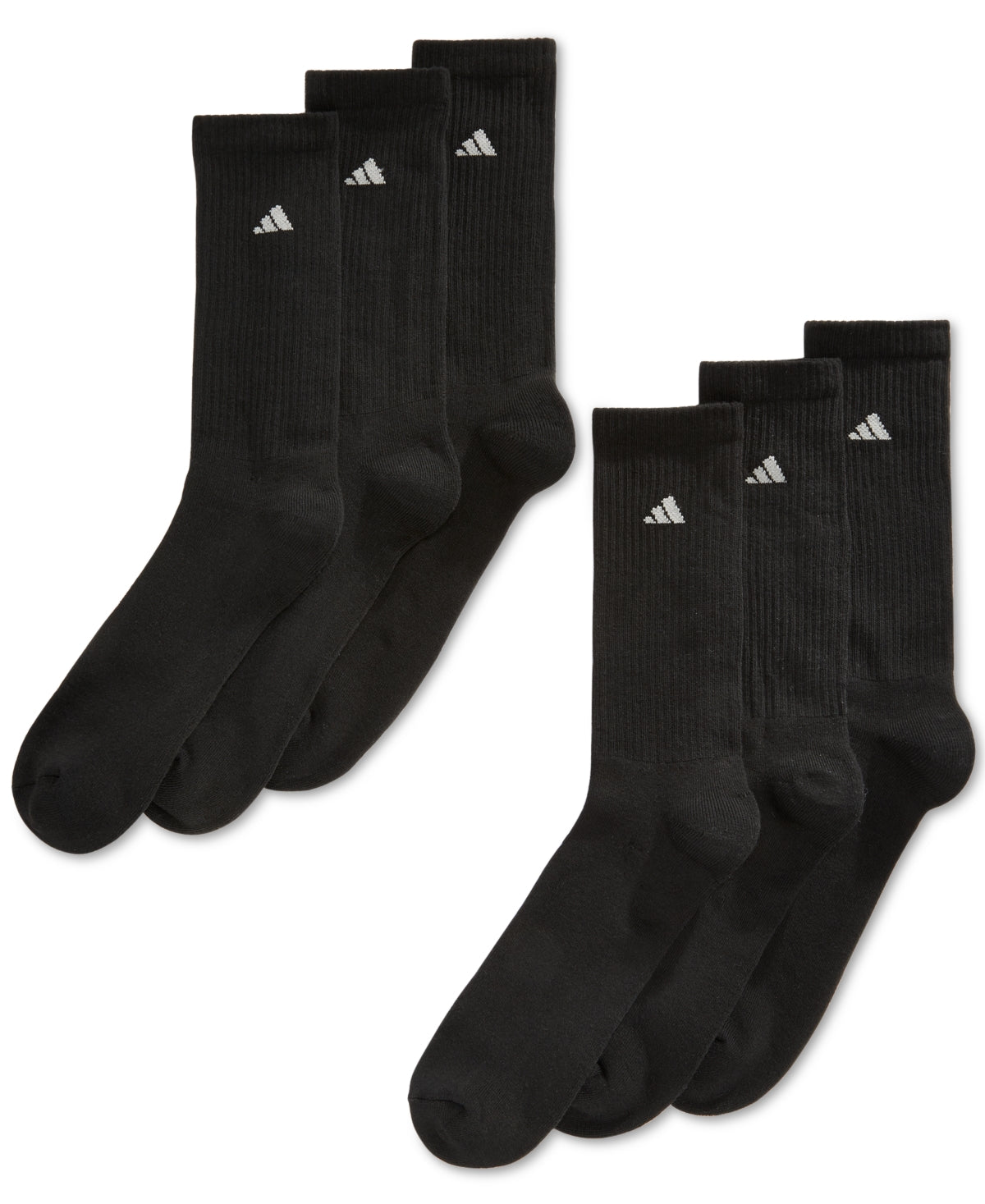 adidas Men's 6 Pack Cushioned Crew Extended Socks Black Size 12-16
