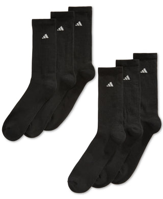 adidas Men's 6 Pack Cushioned Crew Extended Socks Black Size 12-16